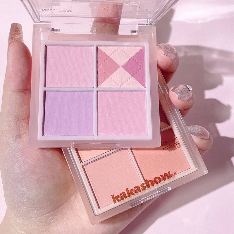 Kakashow บลัชออนสีม่วง บลัชออนสีชมพูขาวเนื้อแมทสีธรรมชาติ ทนทานตลอดเวลา