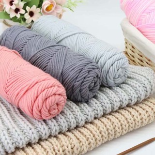 Ja8ply ไหมพรมคอตตอนนม น้ำหนัก100กรัม ไหมพรม 8ply milk cotton yarn DIY มี54สี