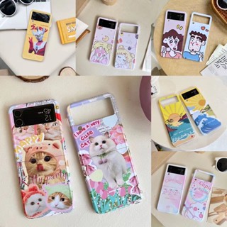 เคสโทรศัพท์มือถือแบบแข็ง กันกระแทก ลายการ์ตูนเซเลอร์มูน กระต่าย แมวน่ารัก สําหรับ Samsung Galaxy Z Flip 4 5G Z Flip 3