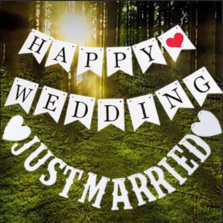 ธงแบนเนอร์ ลาย Just Married สไตล์วินเทจ สําหรับตกแต่งงานแต่งงาน พร็อพถ่ายรูปเจ้าบ่าว เจ้าสาว งานแต่งงาน ปาร์ตี้ 1 ชุด