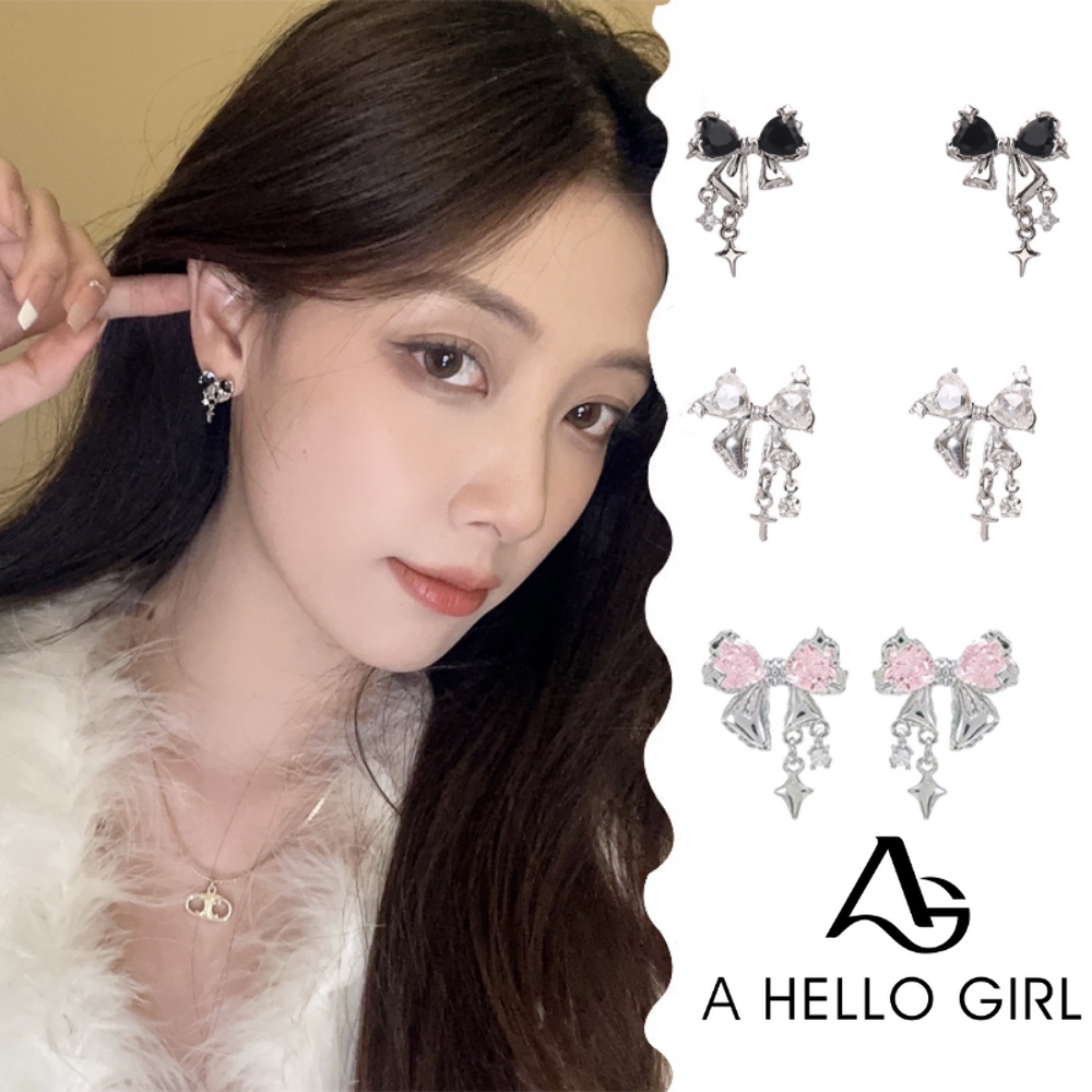 A HELLO GIRL ใหม่ ต่างหูสร้อยคอ ประดับโบว์ สวยหรู ของขวัญวันเกิด สําหรับผู้หญิง