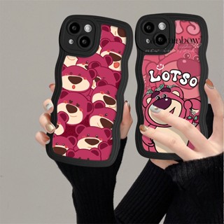 เคสโทรศัพท์มือถือ Tpu นิ่ม ขอบหยัก ลายการ์ตูนหมีสตรอเบอร์รี่น่ารัก สําหรับ iPhone 11 14 13 12 Pro Max 7Plus 8Plus X XR 6s 7 8 6 14 Plus XS Max SE 2020