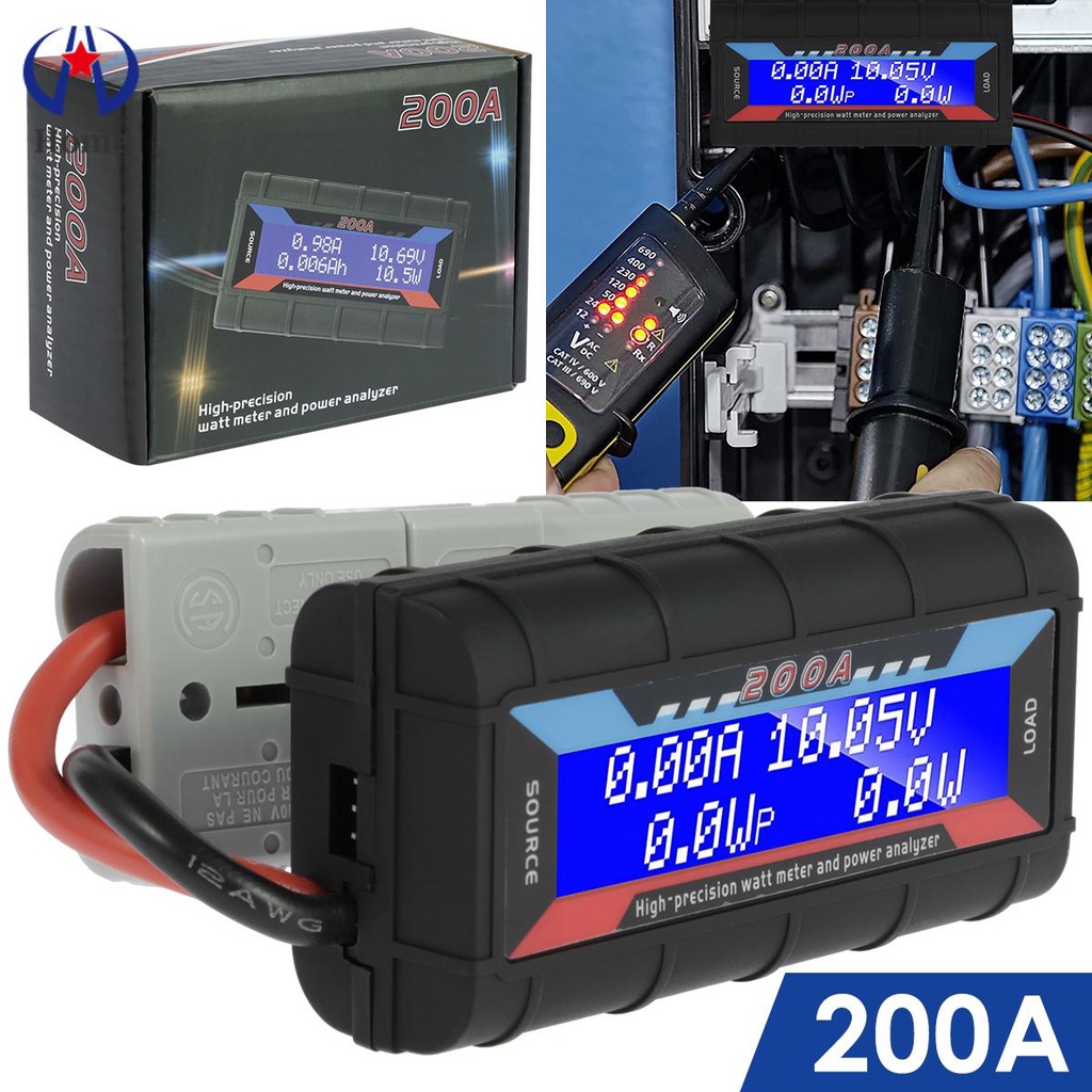 200A DC Digital Monitor Professional DC Battery Monitor Meter LCD Volt Amp Watt Power Analyzer SHOPS