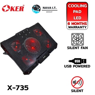 COINSคืน15%⚡FB9JMZV6⚡ OKER X-735 GAME LAPTOP COOLING EQUIPMENT พัดลมระบายความร้อน รับประกัน 6 เดือน