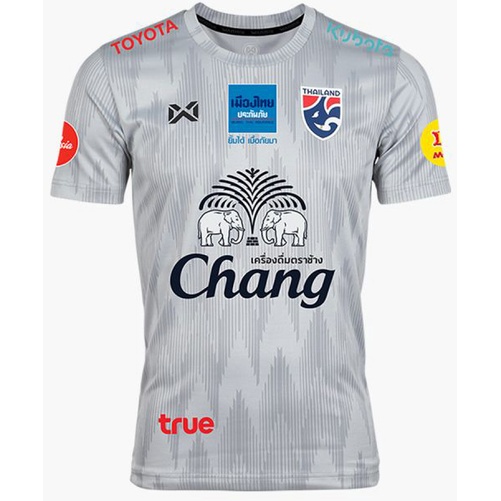 เสื้อกีฬาแขนสั้น ลายทีมชาติฟุตบอลไทย Raya Thailand Jersey ชุดเหย้า ทีมชาติไทย สีเขียว สีเทา สีฟ้า