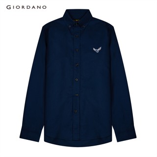 GIORDANO เสื้อเชิ้ตผู้ชาย Mens Long Sleeve Cotton Oxford Shirt 01043014