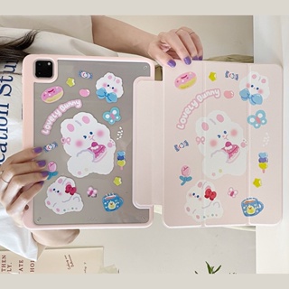 เคสอะคริลิคแข็ง ลายกระต่ายน่ารัก พร้อมช่องใส่ดินสอ สําหรับ IPad Mini6 IPad5 6 7 8 9 10 Air3 Air4 Air5 10.9 นิ้ว Pro10.5 IPad10.2 นิ้ว Pro11 Pro12.9 2018 2020 2021