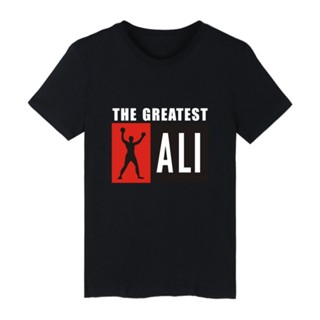 เสื้อยืดแขนสั้น ผ้าฝ้าย พิมพ์ลาย Alimoo MUHAMMAD Ali สไตล์ฮิปฮอป สําหรับผู้ชาย 469918