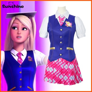 Barbie:Princess Charm School ชุดเครื่องแต่งกายคอสเพลย์ การ์ตูนเจ้าหญิงบาร์บี้ Delancey DE Wen เหมาะกับวันฮาโลวีน สําหรับผู้หญิง