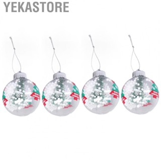 Yekastore 4pcs Christmas Tree Snowflakes Pattern For Holiday Plastic Ball Ornaments