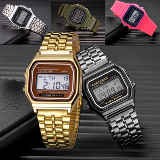 Reloj Mujer 2023 นาฬิกาข้อมือดิจิทัล อิเล็กทรอนิกส์ สายเข็มขัดเหล็ก สีโรสโกลด์ หรูหรา แฟชั่นสําหรับผู้หญิง และผู้ชาย