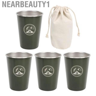 Nearbeauty1 12oz Stainless Steel Cups  Healthy Stacked Storage Stainless Steel Beer Cups with Storage Bag for Travel