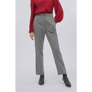 ESPADA กางเกงทรงสลิมลายฮาวส์ทูธ ผู้หญิง สีดำ | Monochromic Houndstooth Slim Trousers | 4609