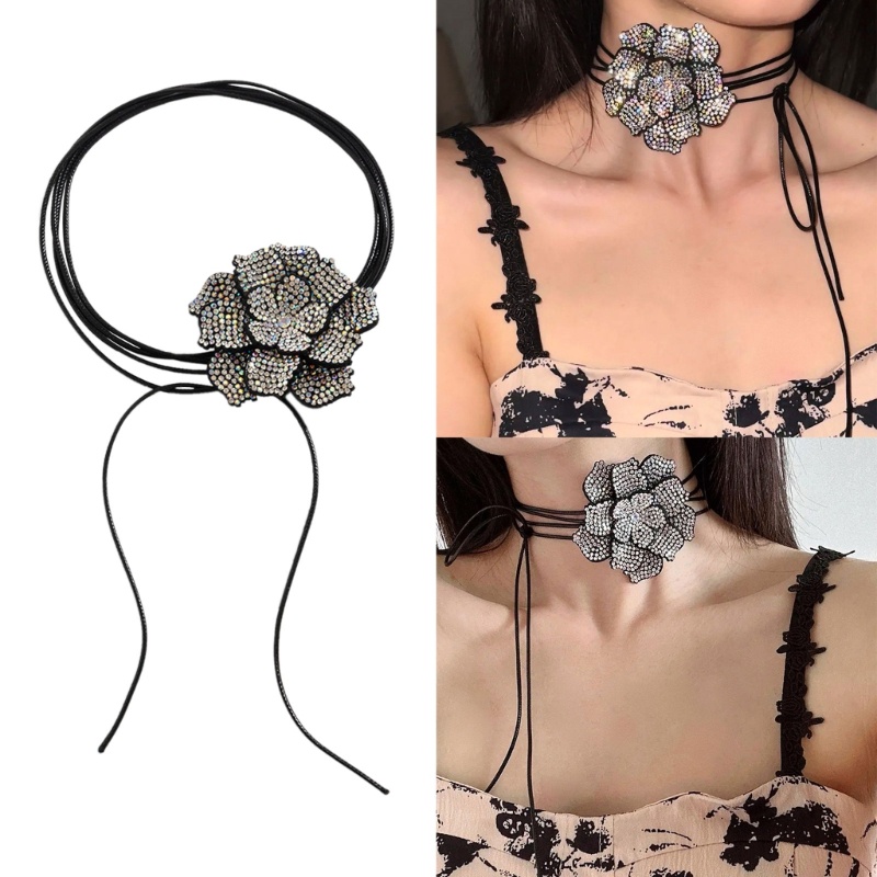 Zuo Y2K Elegant ดอกไม้คอ Clavicle Chain Y2K สร้อยคอสําหรับคาวบอย Cowgirl