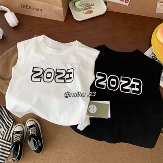 พร้อมส่ง เสื้อยืดลําลอง ผ้าฝ้ายแท้ สไตล์เกาหลี ญี่ปุ่น แฟชั่นฤดูร้อน สําหรับเด็กผู้ชาย และเด็กผู้หญิง 2023