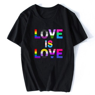 SIPเสื้อยืดคอกลม เสื้อยืดแขนสั้น ราคาส่ง Love Is Love Rainbow Gay Pride LGBT Gay Les T-s