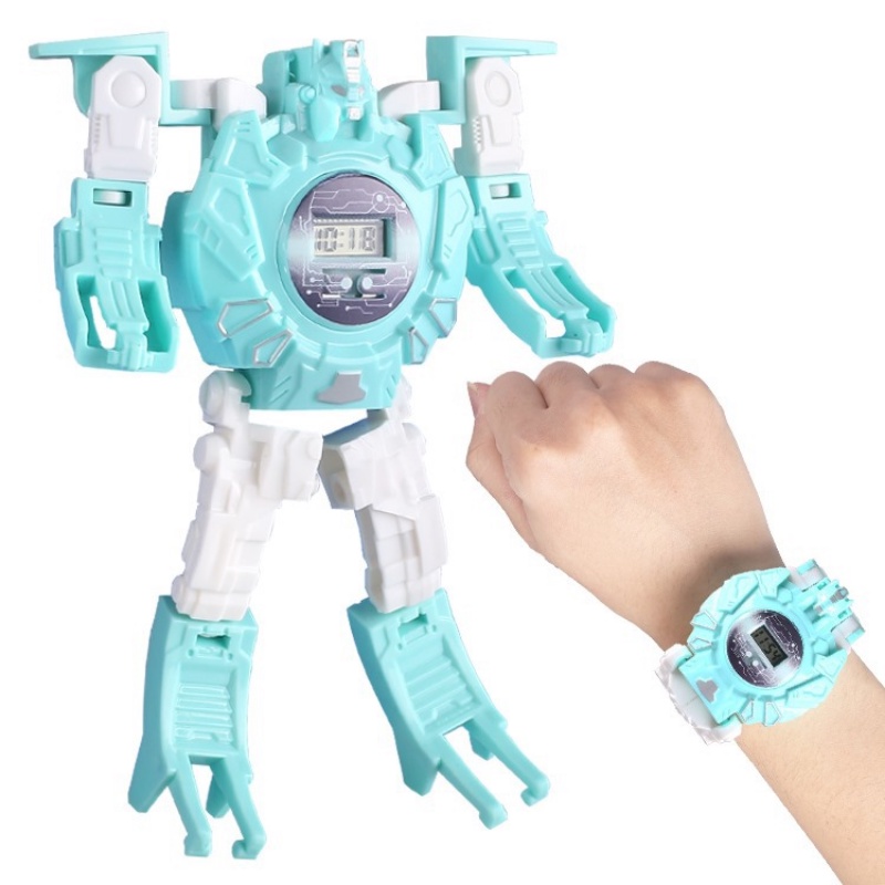 ใหม่ นาฬิกาข้อมือดิจิทัลอิเล็กทรอนิกส์ ลายการ์ตูนหุ่นยนต์แปลงร่าง น่ารัก สไตล์สปอร์ต แบบสร้างสรรค์ สําหรับเด็กผู้ชาย และเด็กผู้หญิง