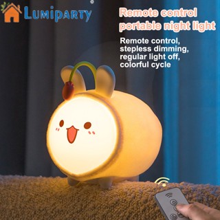 Lumiparty โคมไฟตั้งโต๊ะ Led รูปกระต่ายน่ารัก สีสันสดใส พร้อมฟังก์ชั่นตั้งเวลา สําหรับตกแต่งห้องนอน ข้างเตียง