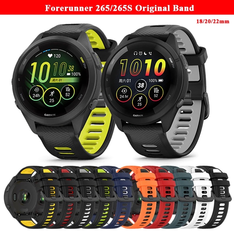 สายรัดซิลิโคนสําหรับผู้เบิกทาง Garmin 265/265s/245 สายซิลิโคนอย่างเป็นทางการสําหรับ Garmin Venu/Vivoactive4 3 สาย 18 มม./20 มม./ 22 มม.