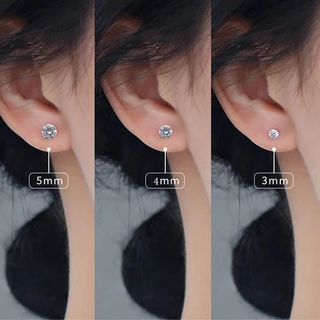 ต่างหูสตั๊ด เงิน S925 ประดับเพชร ไข่มุก ขนาดเล็ก 3 มม. 4 มม. 5 มม. สําหรับผู้หญิง