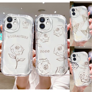 เคส Samsung A12 A52 A50 A20 A30 A10 A20S A30S A50S A32 A72 M10 M12 4G 5G โทรศัพท์ TPU ซิลิโคนนุ่มปลอกผีเสื้อน่ารัก Rose Flower Airbag Case Cover