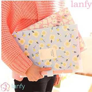 Lanfy แฟ้มโฟลเดอร์ ขนาด A4 ขยายได้ ลายดอกไม้ สําหรับใส่เอกสาร จัดระเบียบโต๊ะเรียน