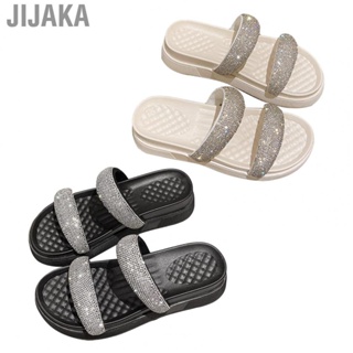 Jijaka Thicken Sole Slipper  Sparkling Summer Slipper Casual Fitted PU Leather Open Toe Fashionable  for Female for Outdoor