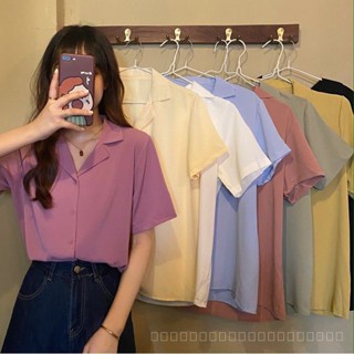 พร้อมส่ง [สไตล์เกาหลี] เสื้อเชิ้ตแขนสั้น สีขาว สไตล์เกาหลี สําหรับผู้หญิง