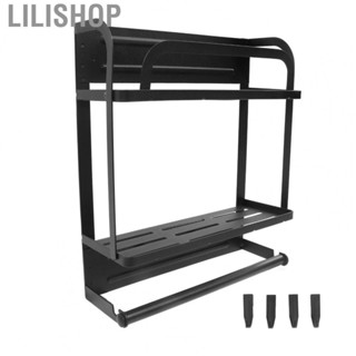 Lilishop Magnetic Spice Rack 2- Layer Detachable Classic Iron  Shelf Black YG