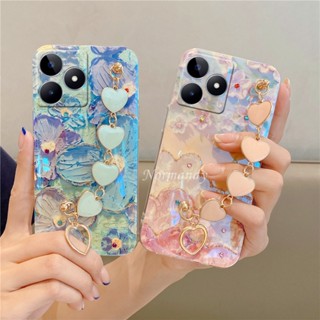 เคสโทรศัพท์มือถือ TPU แบบนิ่ม ลายดอกซากุระ มีสายคล้อง สําหรับ Realme C53 C55 NFC C35 C33 C30 C30S 10T 10 Pro+ Plus Pro 5G 4G 2023