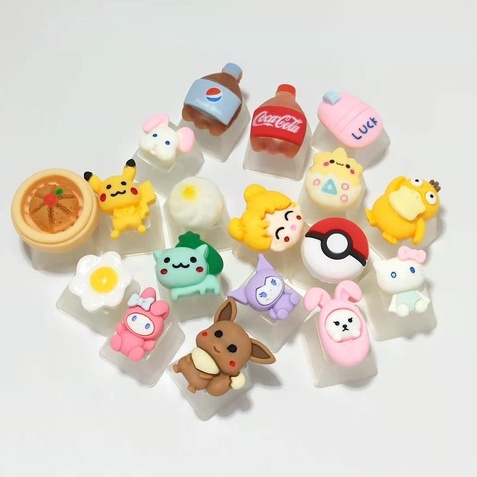 ปุ่มกดคีย์บอร์ด PSYDUCK แบบโปร่งแสง แฮนด์เมด ลายโปเกม่อนน่ารัก สีชมพู