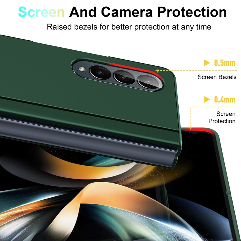 สําหรับ Samsung Galaxy Z พับ 7 6 5 4 กรณี ELVEV กันกระแทก PC ผิวพับขาตั้งป้องกันเต็มรูปแบบ ราคา ถูกที่สุด ดีลบีเคเค แกลเลอรีภาพที่ 5