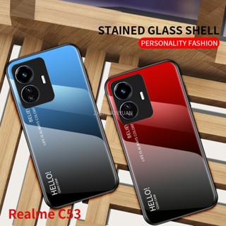 เคสโทรศัพท์มือถือแบบแก้วแข็ง ไล่โทนสี สําหรับ Realme C53 4G Narzo N53 2023