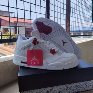 Jordan 4 สีขาวเมทัลลิก สีแดง สําหรับผู้ชาย และผู้หญิง ( OEM ) XFAP