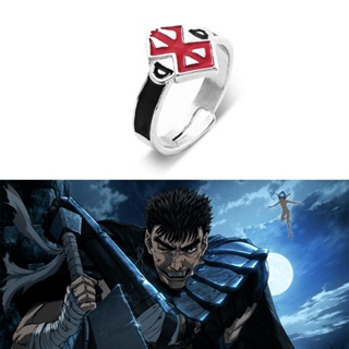 แหวนโลหะ รูปการ์ตูนอนิเมะ Berserk Rings Woman Guts สีเงิน เหมาะกับของขวัญ แฟชั่นสําหรับผู้ชาย และผู้หญิง