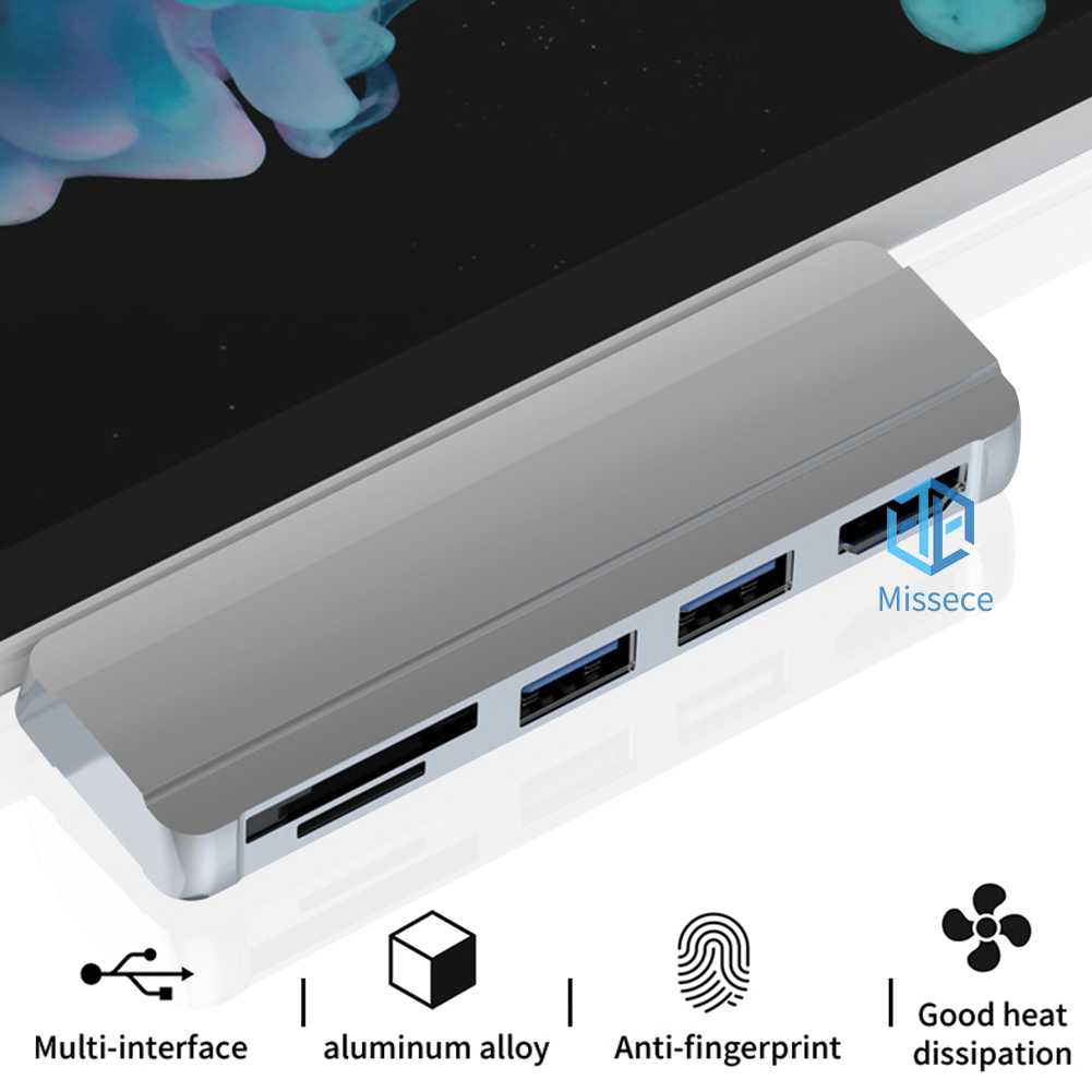 ฮับ USB 3.0 TF 4K HDMI สําหรับ Surface Pro 6 Pro 5 Pro 4