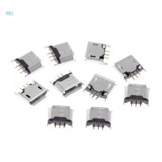 Pri ซ็อกเก็ตแจ็คบัดกรี Micro USB Type B ตัวเมีย 180 องศา 5-Pin SMD SMT 10 ชิ้น