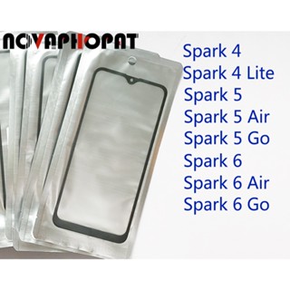 Novaphopat เลนส์กระจกหน้าจอสัมผัส LCD พร้อมกาว OCA แบบเปลี่ยน สําหรับ Tecno Spark 4 Lite 5 6 Air Go