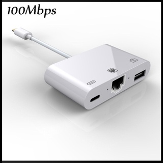 Zevaret 3-in-1 อะแดปเตอร์แปลงการ์ดเครือข่าย 100 ม. เป็น Rj45 สําหรับ Iphone