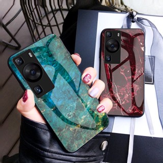 เคสโทรศัพท์มือถือกระจกนิรภัย แบบแข็ง ลายหินอ่อน สําหรับ Huawei P60 Pro P 60 P60Pro