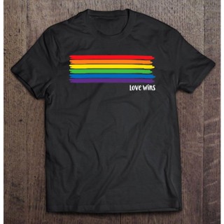 เสื้อยืด พิมพ์ลายการ์ตูนอนิเมะ Pride Month Love Wins สีรุ้ง สําหรับผู้ชาย