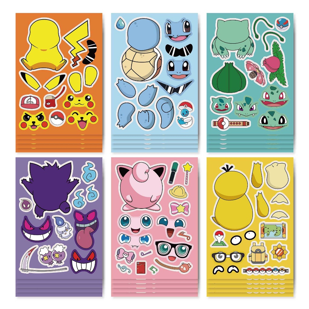 8 แผ่น โปเกมอน DIY แต่งตัวสติกเกอร์ Pikachu Cute สติ๊กเกอร์ตก แต่งแล็ปท็อปกันน้ําลายการ์ตูน ของเล่นเด็ก