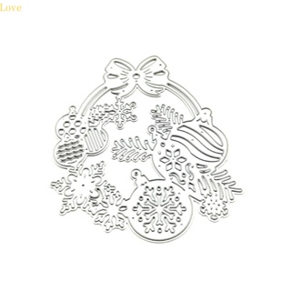 Love Christmas Snowflake แผ่นแม่แบบโลหะ ตัดลายนูน สําหรับตกแต่งสมุด อัลบั้ม กระดาษ การ์ด แม่แบบ DIY