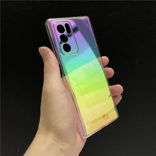 เคสโทรศัพท์มือถือ PC แข็ง แบบบางพิเศษ สีรุ้ง สําหรับ OPPO Reno 5 6 Pro