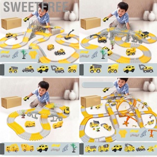 Sweetfree Construction Race Tracks for Kids Flexible Electric Track Toy Car Set DIY Assembly Gift