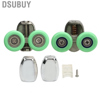 Dsubuy 2Pcs Green Roller Wheel Pulley Shower Room Bathroom Upper Bottom Glass Sliding Door Track