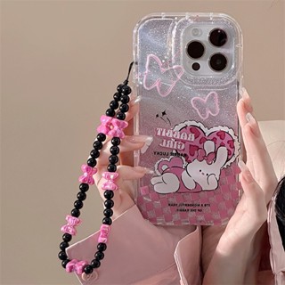 เคสโทรศัพท์มือถือ ไล่โทนสีชมพู พร้อมสายโซ่คล้อง สําหรับ Apple iPhone 13 12 14pro 14 13 12 11 PROMAX XS XR XSMAX SE2020 6 7 8PLUS MINI 11