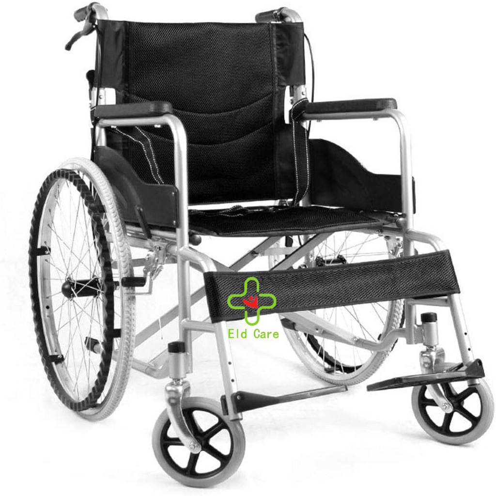 ผู้พิการ,รถเข็นคนชรา wheelchair รถเข็นผู้ป่วย วีลแชร์ พับได้ น้ำหนักเบา กะทัดรัด ล้อ 24 นิ้ว มีเบรค หน้า,หลัง 4 จุด