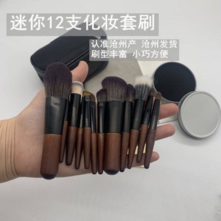 SENSES// Travel Mini 12 PCs Portable Makeup Brush Set Travel Animal Hair Eye Shadow Concealer Novice Beauty Tools PmTs