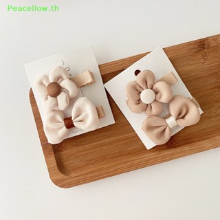 Peacellow กิ๊บติดผม รูปโบว์ ดอกไม้ สีชมพูหวาน สําหรับเด็ก 4 2 ชิ้น